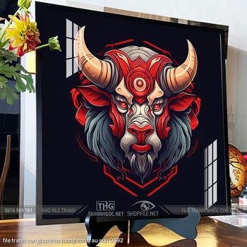 file tranh con giap treo tuong con trau suu 0592