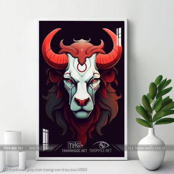 file tranh con giap treo tuong con trau suu 0593