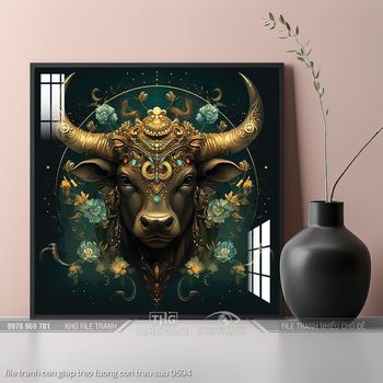 file tranh con giap treo tuong con trau suu 0594