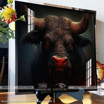 file tranh con giap treo tuong con trau suu 0596