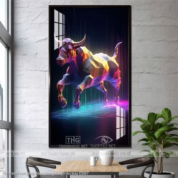 file tranh con giap treo tuong con trau suu 0597