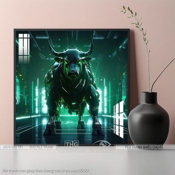 file tranh con giap treo tuong con trau suu 0600