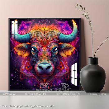 file tranh con giap treo tuong con trau suu 0601