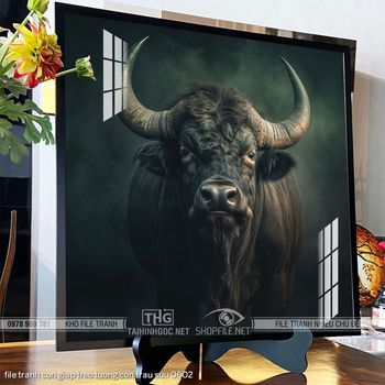 file tranh con giap treo tuong con trau suu 0602