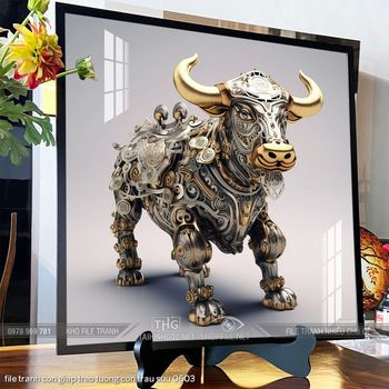 file tranh con giap treo tuong con trau suu 0603