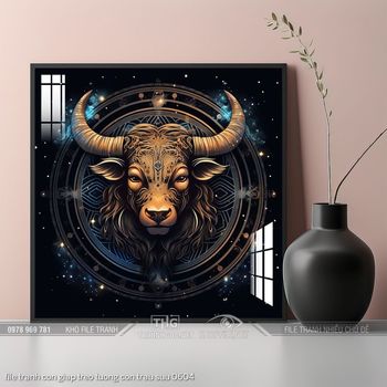 file tranh con giap treo tuong con trau suu 0604