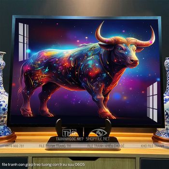 file tranh con giap treo tuong con trau suu 0605