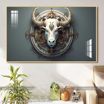 file tranh con giap treo tuong con trau suu 0608