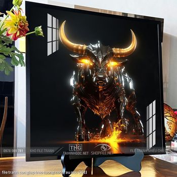 file tranh con giap treo tuong con trau suu 0611