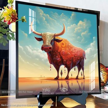 file tranh con giap treo tuong con trau suu 0614