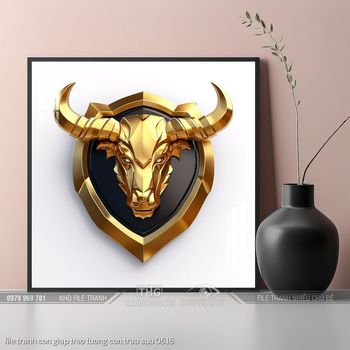 file tranh con giap treo tuong con trau suu 0616