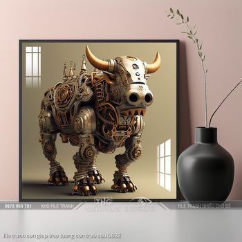 file tranh con giap treo tuong con trau suu 0622