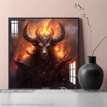 file tranh con giap treo tuong con trau suu 0623