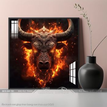 file tranh con giap treo tuong con trau suu 0625