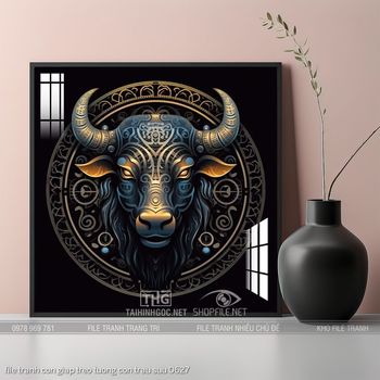 file tranh con giap treo tuong con trau suu 0627