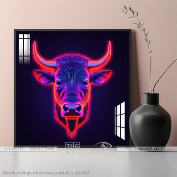 file tranh con giap treo tuong con trau suu 0628