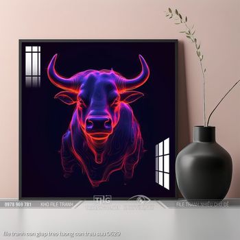 file tranh con giap treo tuong con trau suu 0629