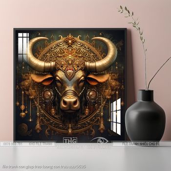 file tranh con giap treo tuong con trau suu 0635