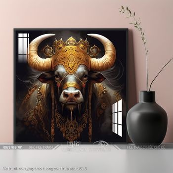 file tranh con giap treo tuong con trau suu 0636