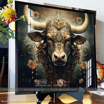 file tranh con giap treo tuong con trau suu 0637