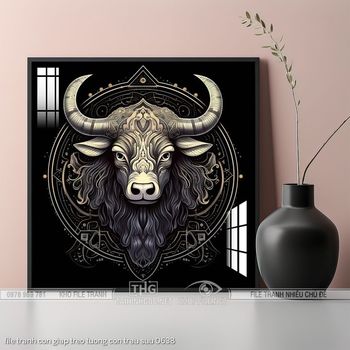 file tranh con giap treo tuong con trau suu 0638