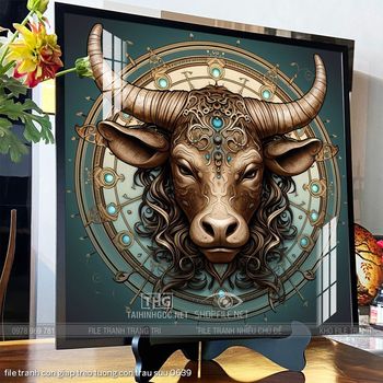 file tranh con giap treo tuong con trau suu 0639