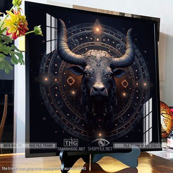 file tranh con giap treo tuong con trau suu 0641