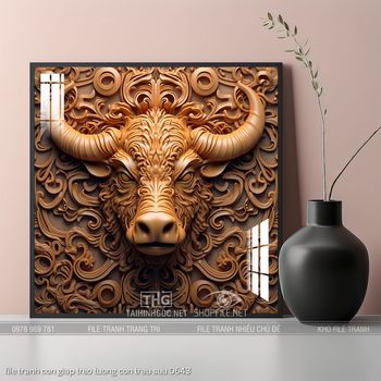 file tranh con giap treo tuong con trau suu 0643