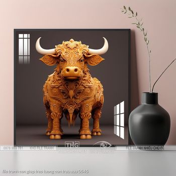 file tranh con giap treo tuong con trau suu 0645