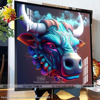 file tranh con giap treo tuong con trau suu 0648