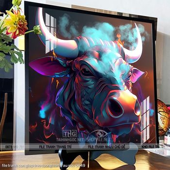 file tranh con giap treo tuong con trau suu 0649