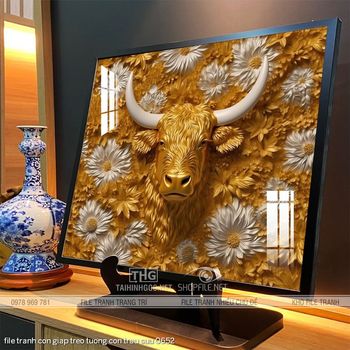 file tranh con giap treo tuong con trau suu 0652