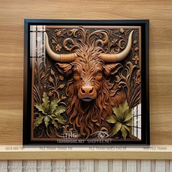 file tranh con giap treo tuong con trau suu 0655