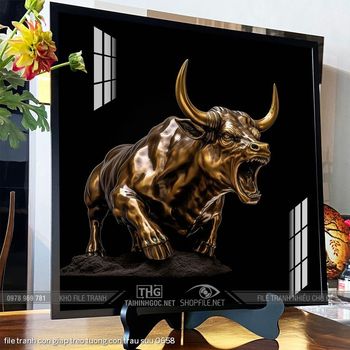 file tranh con giap treo tuong con trau suu 0658