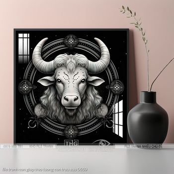 file tranh con giap treo tuong con trau suu 0659