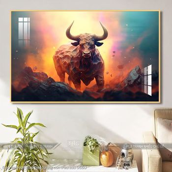 file tranh con giap treo tuong con trau suu 0660