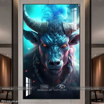 file tranh con giap treo tuong con trau suu 0661