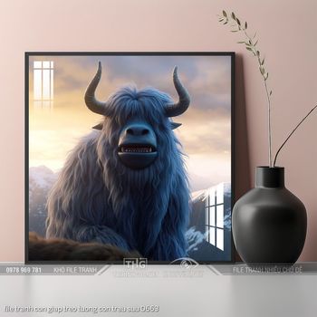 file tranh con giap treo tuong con trau suu 0663