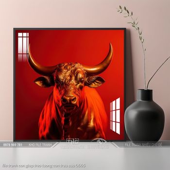 file tranh con giap treo tuong con trau suu 0665