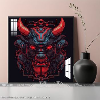 file tranh con giap treo tuong con trau suu 0666