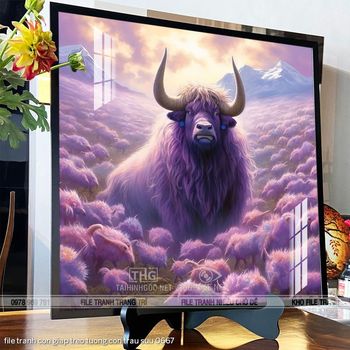 file tranh con giap treo tuong con trau suu 0667