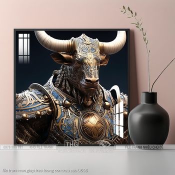 file tranh con giap treo tuong con trau suu 0668