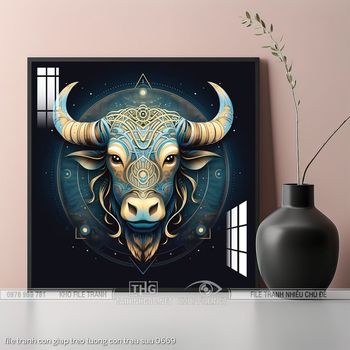 file tranh con giap treo tuong con trau suu 0669