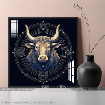 file tranh con giap treo tuong con trau suu 0670