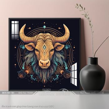 file tranh con giap treo tuong con trau suu 0671