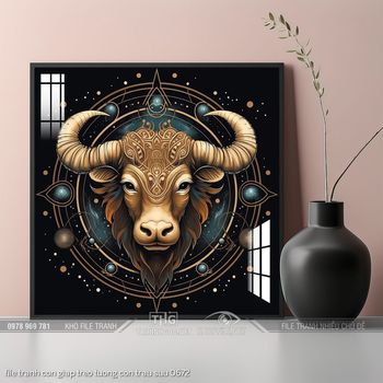 file tranh con giap treo tuong con trau suu 0672