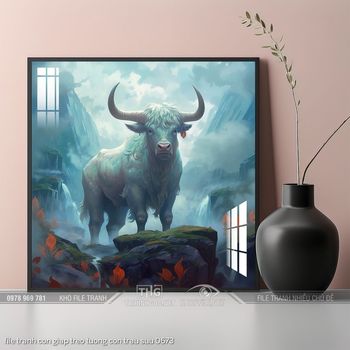 file tranh con giap treo tuong con trau suu 0673