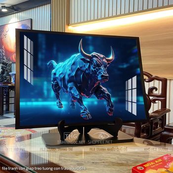 file tranh con giap treo tuong con trau suu 0674