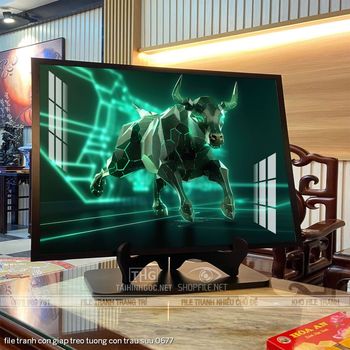 file tranh con giap treo tuong con trau suu 0677