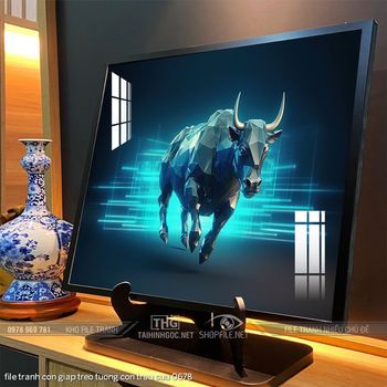 file tranh con giap treo tuong con trau suu 0678